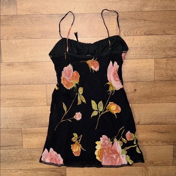 Vintage Betsey Johnson Size Small Dark Floral Mini Dress Dainty Feminine 90’s - Picture 4 of 16